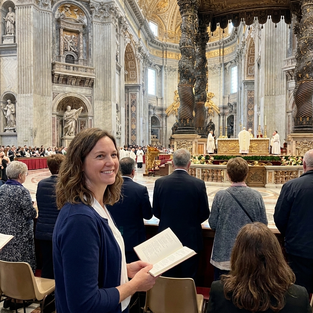 Congregants gathered inside St. Peter's Basilica in Vatican City during Mass